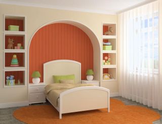 儿童卧室家具背景墙造型装修效果图片