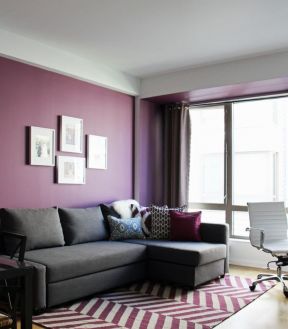 大厅沙发背景墙 紫色墙面装修效果图片