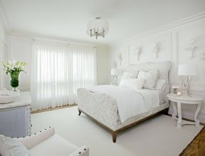 韩式卧室白色窗帘装修效果图片