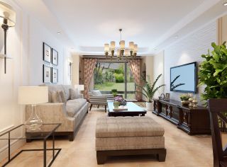 2023美式室内客厅沙发凳装修效果图片案例