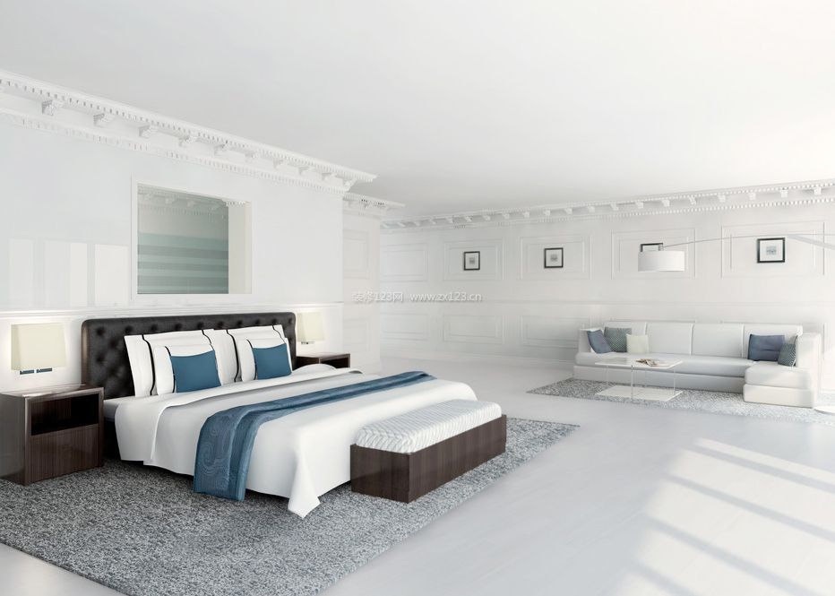 混搭风格大型别墅设计卧室装修效果图2023