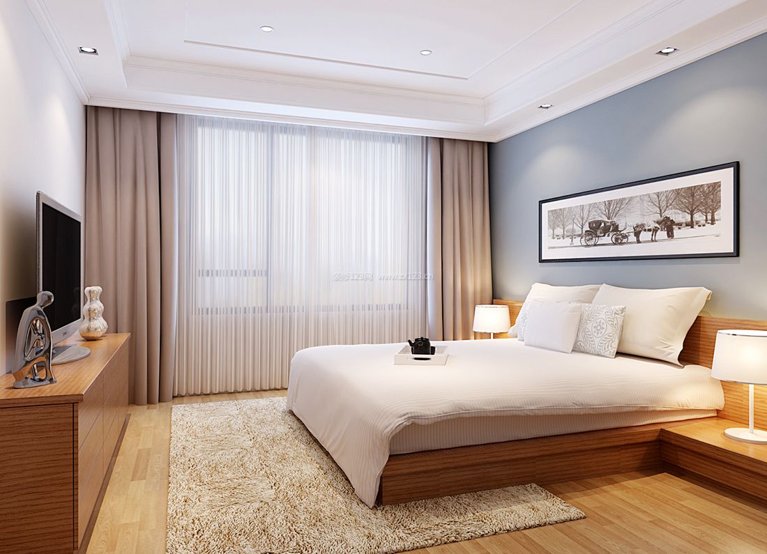 2023后现代家装卧室窗帘装修效果图案例
