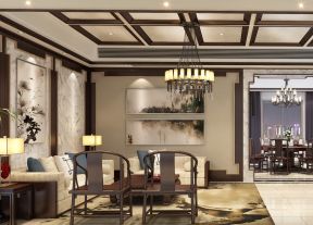 高级别墅家装客厅中式家装元素装饰图片2023