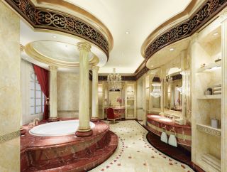 别墅卫生间欧式浴缸装修效果图
