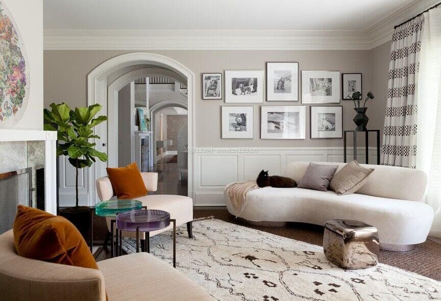 130平米客厅简单简约美式家具装修效果图片