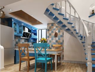 经典地中海室内楼梯扶手装修效果图案例