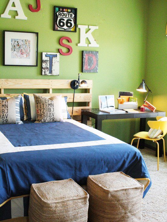 儿童卧室床头背景墙造型装修效果图片