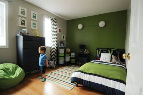 儿童卧室床头背景墙 卧室墙壁颜色效果图