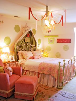 现代田园风格儿童卧室床头背景墙效果图