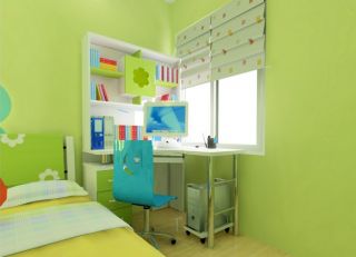 儿童房室内设计绿色墙面装修效果图片