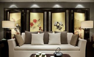 中式风格的客厅沙发背景墙设计图