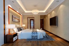 现代风格卧室深褐色木地板装修效果图片