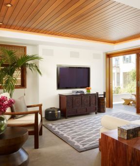 家庭室内客厅 木质吊顶装修效果图片