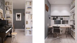 室内现代风格小面积书房效果图