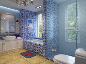 地中海卫生间砖砌浴缸装修效果图片