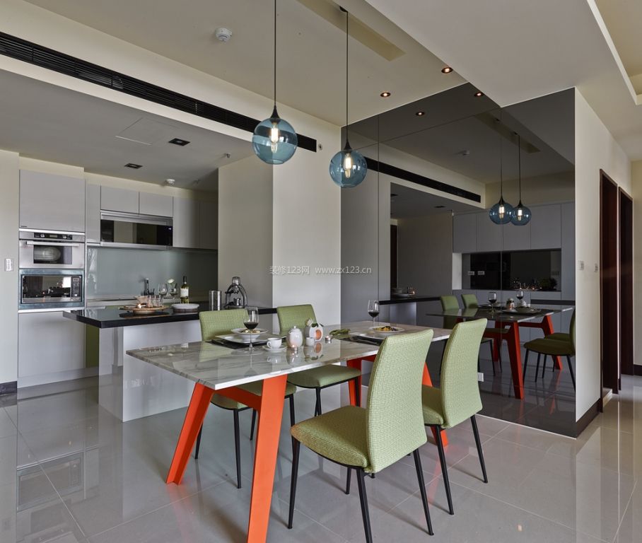 最新现代家居开放式厨房餐厅装修效果图片