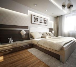 家居卧室装修设计 浅黄色木地板装修效果图片