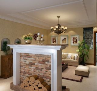 地中海风格实木家具室内客厅装修效果图