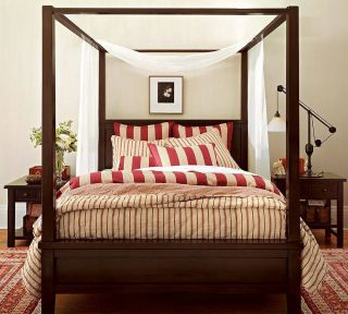 地中海风格实木家具四柱床装修效果图片