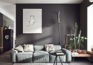 100平米小户型客厅黑色墙面装修效果图片