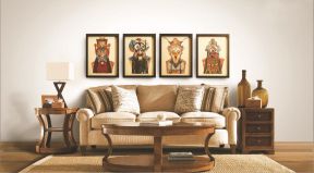 中式客厅沙发背景墙装饰挂画