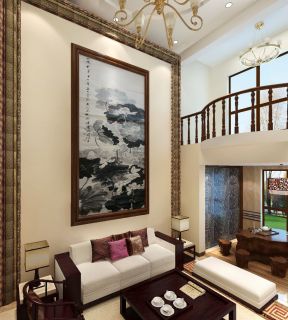中式客厅装饰画 复式楼家居设计