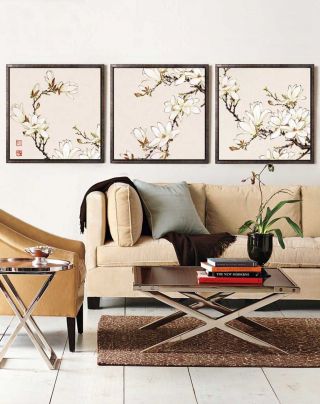 中式装饰画客厅沙发背景墙效果图2023