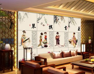 中式元素客厅沙发背景墙装饰画