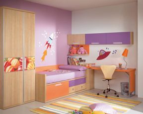 紫色小卧室家具摆放装修效果图