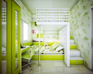 绿色儿童房卧室案例 