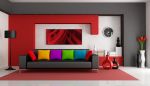 最流行客厅红色背景墙面装修效果图片