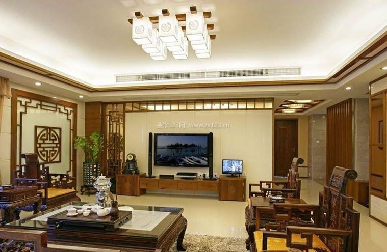 新中式风格客厅电视墙设计