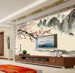 新中式客厅电视机背景墙效果图绘画