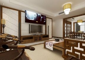 新中式客厅电视墙 新中式别墅客厅装修效果图