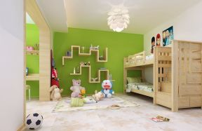 儿童房间装修效果图 实木高低床图片