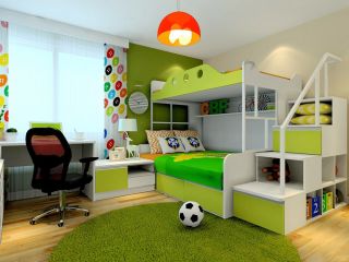 现代简约风格儿童房高低床装修效果图片