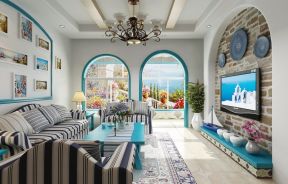 纯美地中海风格家具客厅装潢设计效果图