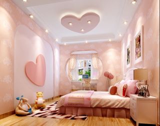 温馨粉色女生卧室筒灯装修效果图片