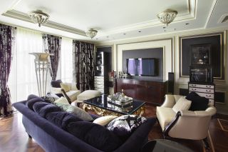 新古典样板房客厅混合材质茶几装修效果图片
