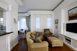 新古典风格样板房客厅实木地板贴图