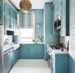 70平米两室一厅小厨房蓝色橱柜装饰装修效果图片