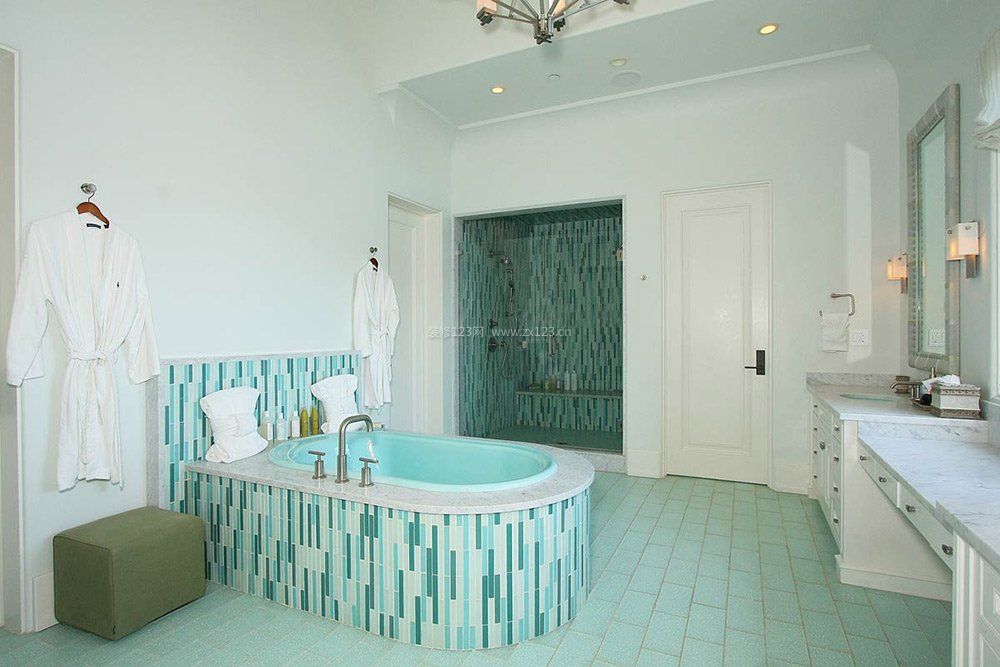 别墅地中海风格砖砌浴缸装修效果图片