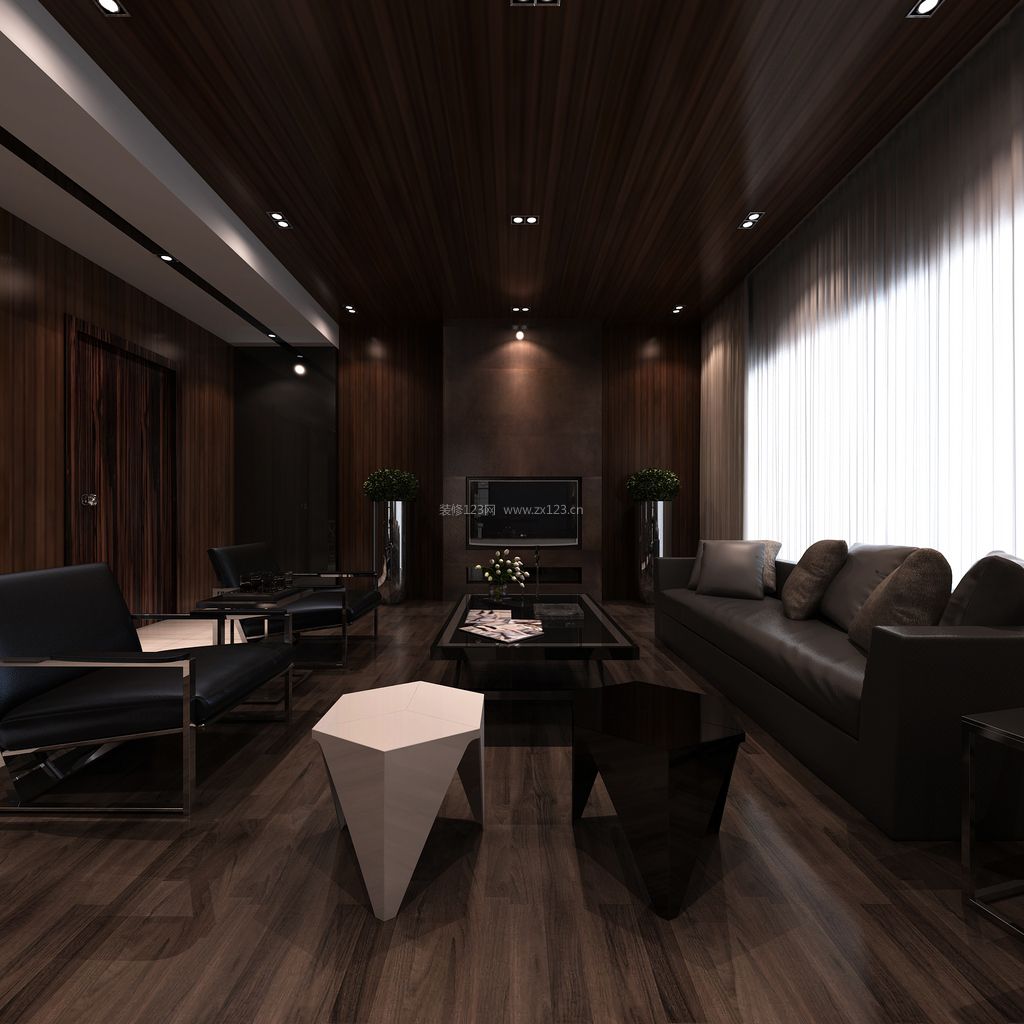 2023新中式客厅真皮沙发装修效果图片