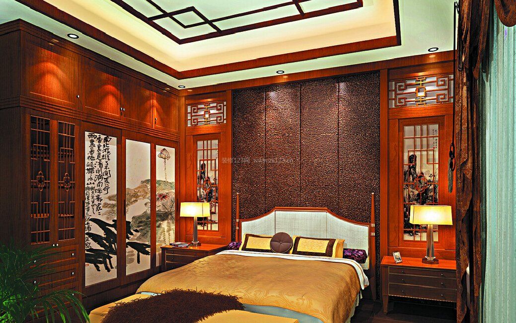 中式家居卧室门框装修效果图