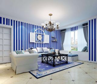 客厅地中海风格沙发背景墙装修效果图片