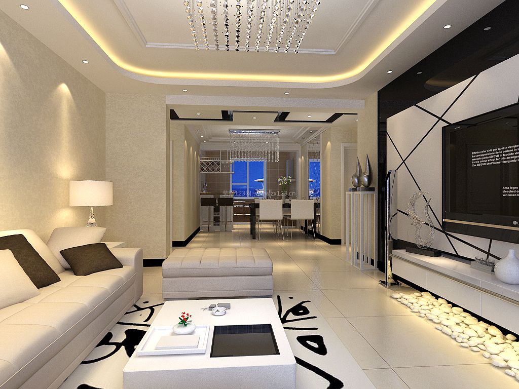 最新现代风格客厅多人沙发装修效果图片
