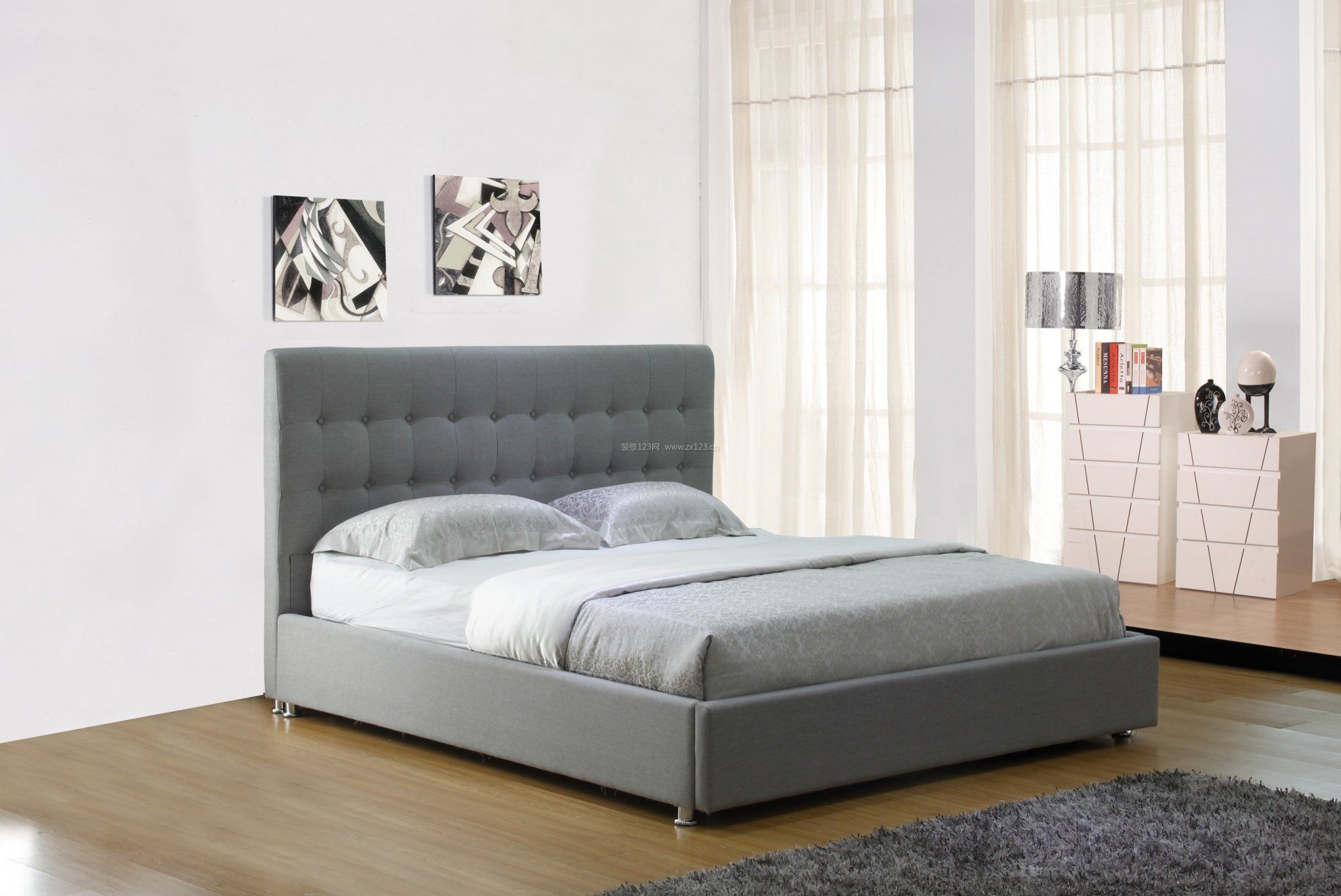 欧式卧室单人床床头背景装修效果图片