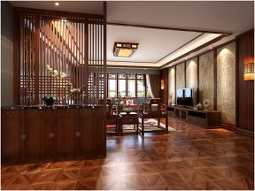 新中式别墅客厅仿木地板地砖装修效果图片