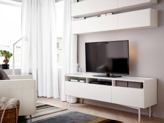 现代北欧风格客厅白色电视柜设计图片