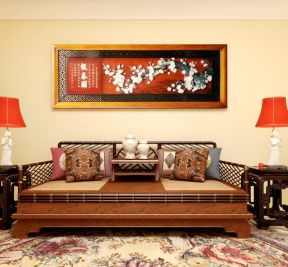中式现代客厅 客厅背景墙装饰画